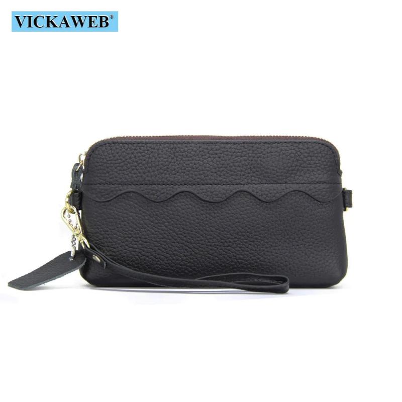 Leather Big Wallet Women Long Wristlet Zipper Purse
