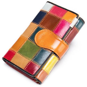 Geometric Leather Wallet for Women, 5 Colors
