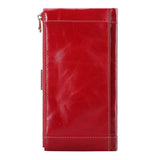Cow Leather Long Wallet Women RFID Phone Purse Zipper Wallets