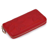 Emb Flower Women Wallets Euro/Amer Ladies Zipper Purse w/ Cell Phone Pocket