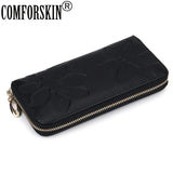 Emb Flower Women Wallets Euro/Amer Ladies Zipper Purse w/ Cell Phone Pocket