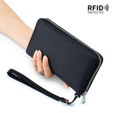RFID Women's Wallet Long Soft Cowhide Female Purse Large Capacity Anti Theft