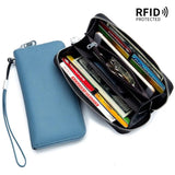 RFID Women's Wallet Long Soft Cowhide Female Purse Large Capacity Anti Theft