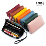 RFID Women's Wallet Long Soft Cowhide Female Purse Large Capacity Anti Theft