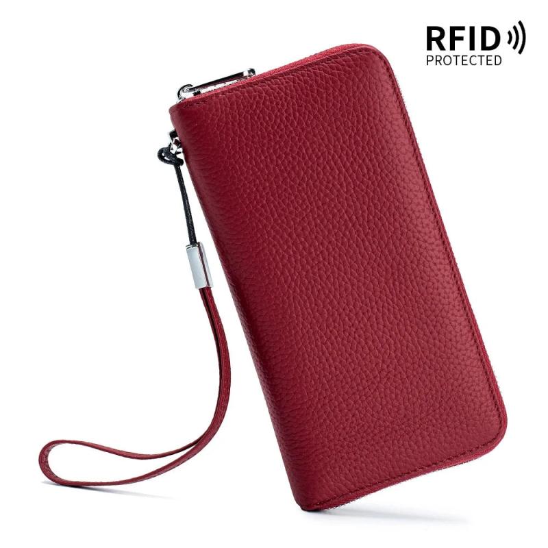RFID Women's Wallet Long Soft Cowhide Female Purse Large Capacity Anti Theft