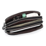 Cow Leather Three Zipper Lining Women Clutch Wallet Large Capacity Female Purse