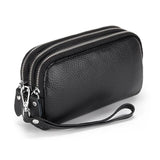 Cow Leather Three Zipper Lining Women Clutch Wallet Large Capacity Female Purse