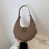Vintage Leather Clutch Bag Half Moon Underarm Shoulder Bags for Women