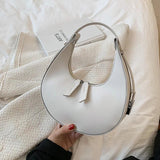 Vintage Leather Clutch Bag Half Moon Underarm Shoulder Bags for Women