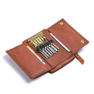Leather Women Key Ring Bag Wallet