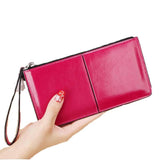 Vintage PU Leather Wallet Women Oil Wax Phone Pocket Purse Clutch