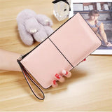 Vintage PU Leather Wallet Women Oil Wax Phone Pocket Purse Clutch