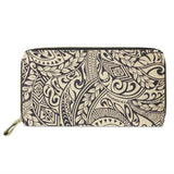 Polynesian Print Long Wallet PU Leather Cash Holder