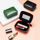 Unistybag Lipstick Bag Leather Makeup Case Mini Purse Women Cosmetic Bag Mirror