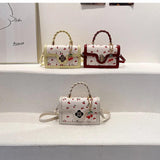 Cherry Square Chains Crossbody Bag Green Yellow Handbag