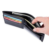Genuine Leather RFID Men's Wallet Short Three Fold Anti-Theft