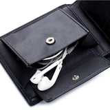 Genuine Leather RFID Men's Wallet Short Three Fold Anti-Theft