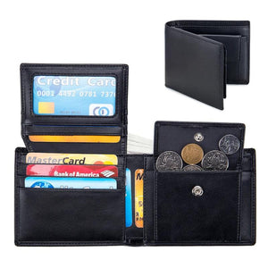 Genuine Leather RFID Men's Wallet Short Three Fold Anti-Theft