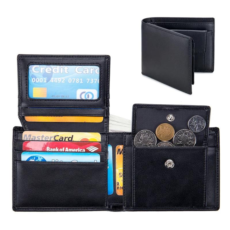 Genuine Leather RFID Men's Wallet Short Three Fold Anti-Theft