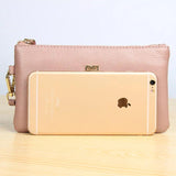 Woman Cow Leather Wallet Long Zipper Money Holder Real Leather Phone Clutch