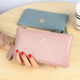 Woman Cow Leather Wallet Long Zipper Money Holder Real Leather Phone Clutch