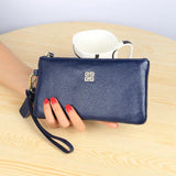 Woman Cow Leather Wallet Long Zipper Money Holder Real Leather Phone Clutch