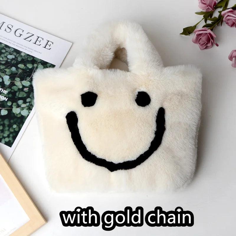 Winter Smile Faux Rabbit Fur Shoulder Bag Chain Crossbody Bag