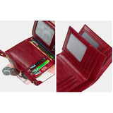 RFID Blocking Retro Leather Ladies Wallet Large Capacity Zipper Wallet