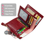 RFID Blocking Retro Leather Ladies Wallet Large Capacity Zipper Wallet