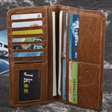 Men's Cowhide Wallet Retro Oil Wax Leather Coin Multi-card Wallet