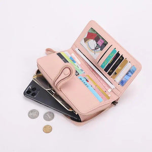Embroidered Women's Wallet Long Clutch Zip Phone Bag
