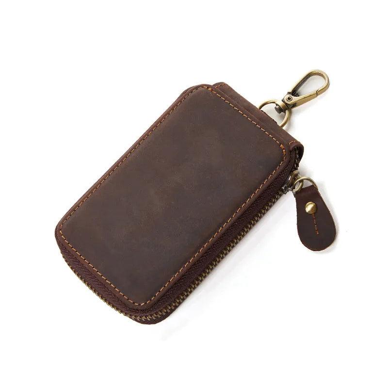 Retro Cowhide Car Key Case - Crazy Horse Leather