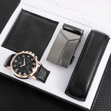 Men's Watch+Wallet+Belt Set Ideal Gift for Dad's Birthday 3pcs/set