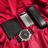 Men's Watch+Wallet+Belt Set Ideal Gift for Dad's Birthday 3pcs/set