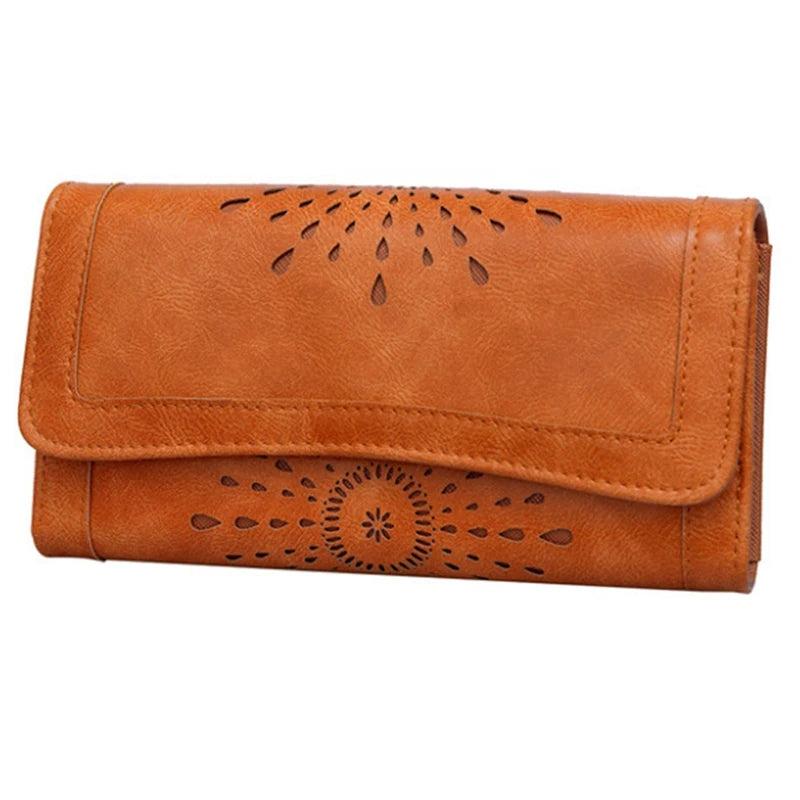Fashionable Hollow Tri-Fold Long Retro Wallet