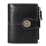 Women's Short Oil Wax Skin Wallet with Zipper and Card Holder