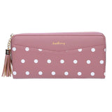 Women's Dot Long Wallet Tassel Hand Bag