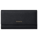 RFID Anti-Theft Long Wallet Cross Grain Cowhide Handbag