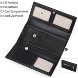RFID Anti-Theft Long Wallet Cross Grain Cowhide Handbag