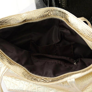 Women's Crocodile Pattern Handbag Large Capacity Shoulder Bag