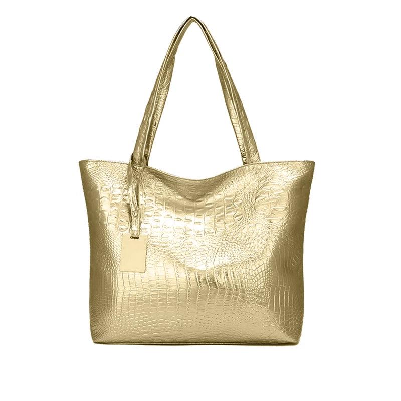Women's Crocodile Pattern Handbag Large Capacity Shoulder Bag