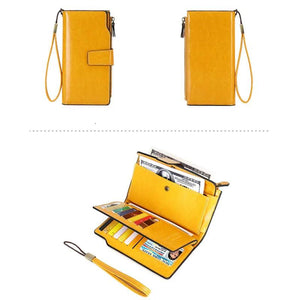 Women's Large Capacity Long Wallet Handbag Multilayer Buckle Leather Bag