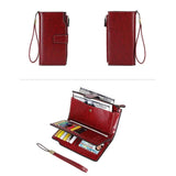 Women's Large Capacity Long Wallet Handbag Multilayer Buckle Leather Bag