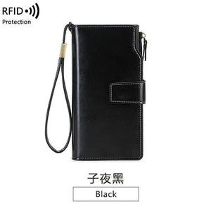 Women's Large Capacity Long Wallet Handbag Multilayer Buckle Leather Bag
