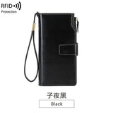 Women's Large Capacity Long Wallet Handbag Multilayer Buckle Leather Bag