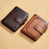 DIY Chinese Retro Leather Wallet RFID Blocking Purse