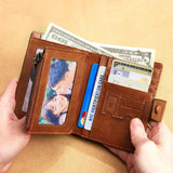 DIY Chinese Retro Leather Wallet RFID Blocking Purse