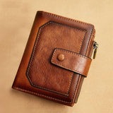 DIY Chinese Retro Leather Wallet RFID Blocking Purse