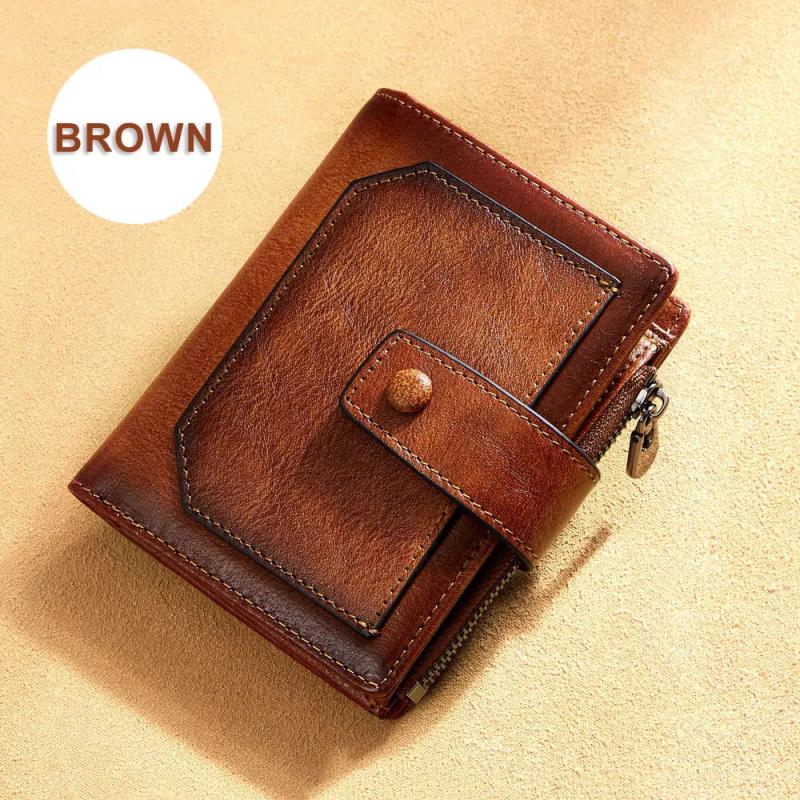 DIY Chinese Retro Leather Wallet RFID Blocking Purse