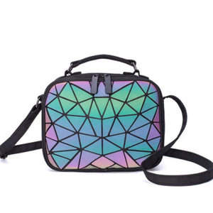 Geometric Plaid Hologram Shoulder Bag for Women